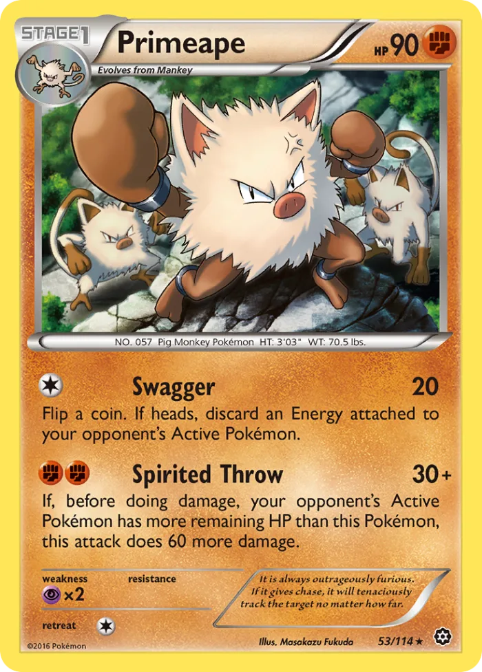 Primeape #53 Steam Siege Pokemon card