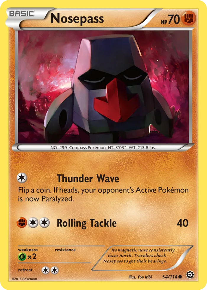 Nosepass #54 Steam Siege Pokemon card