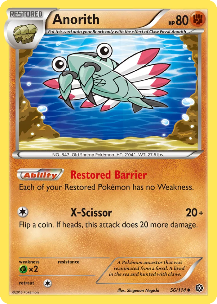 Anorith #56 Steam Siege Pokemon card