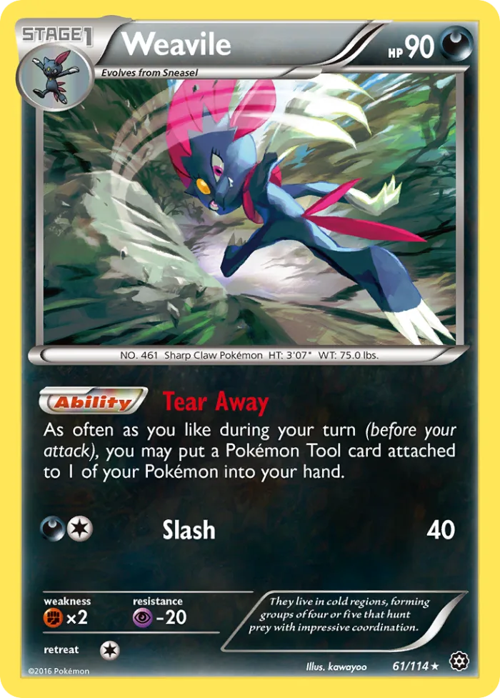 Weavile #61 Steam Siege Pokemon card