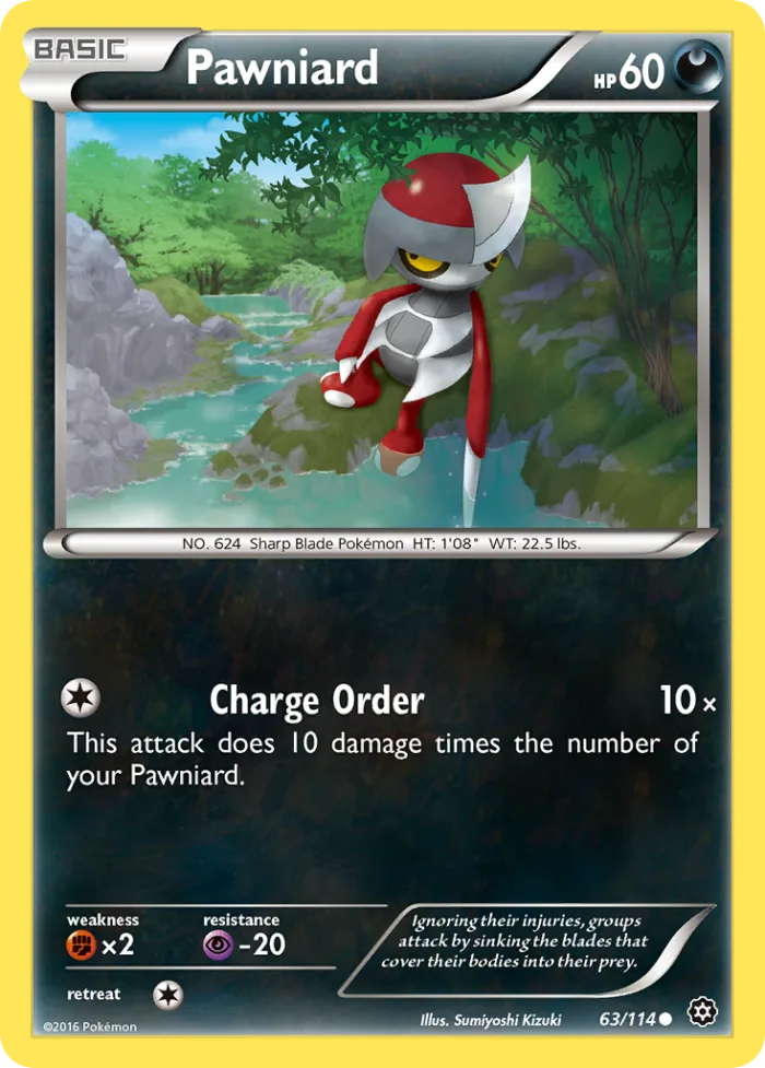 Pawniard #63 Steam Siege Pokemon card