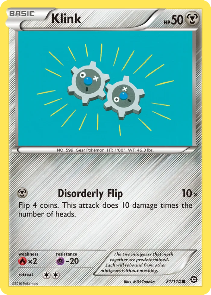 Klink #71 Steam Siege Pokemon card