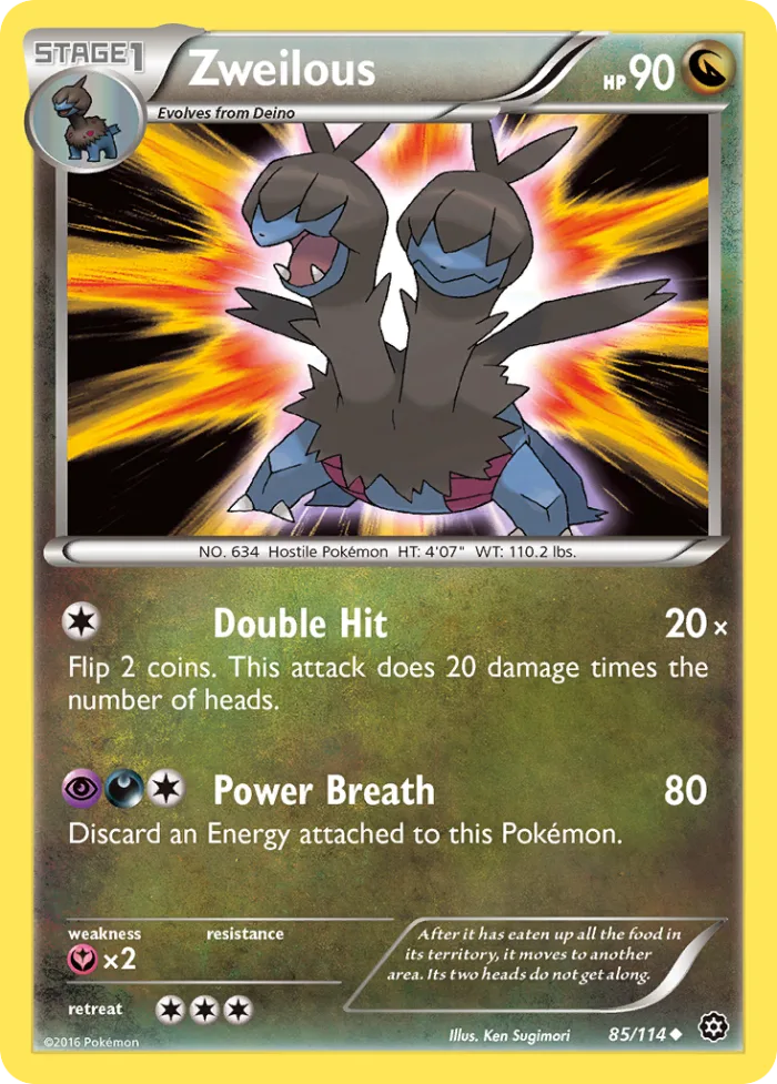 Zweilous #85 Steam Siege Pokemon card