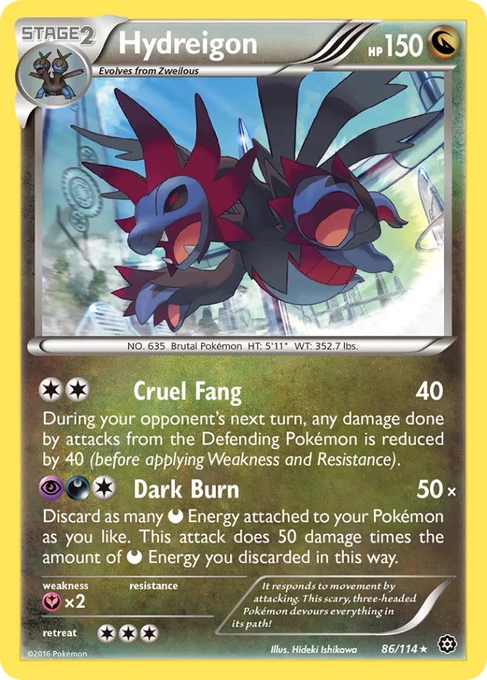 Hydreigon #86 Steam Siege Pokemon card