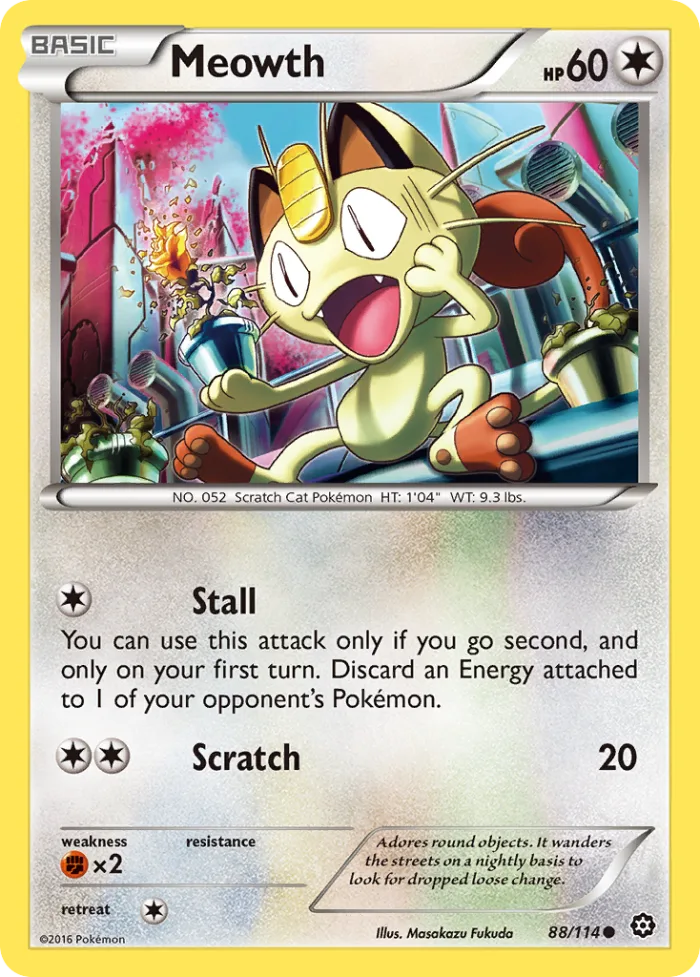 Meowth #88 Steam Siege Pokemon card
