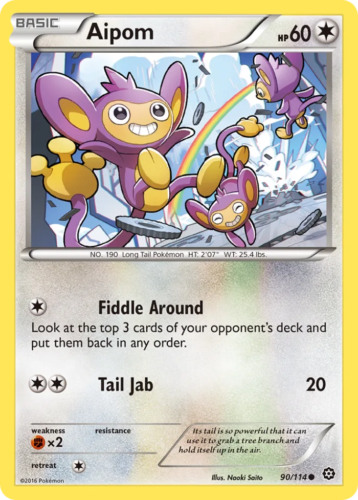 Aipom #90 Steam Siege Pokemon card