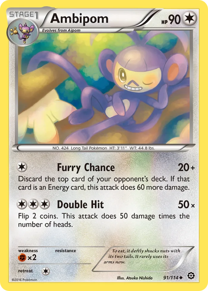 Ambipom #91 Steam Siege Pokemon card
