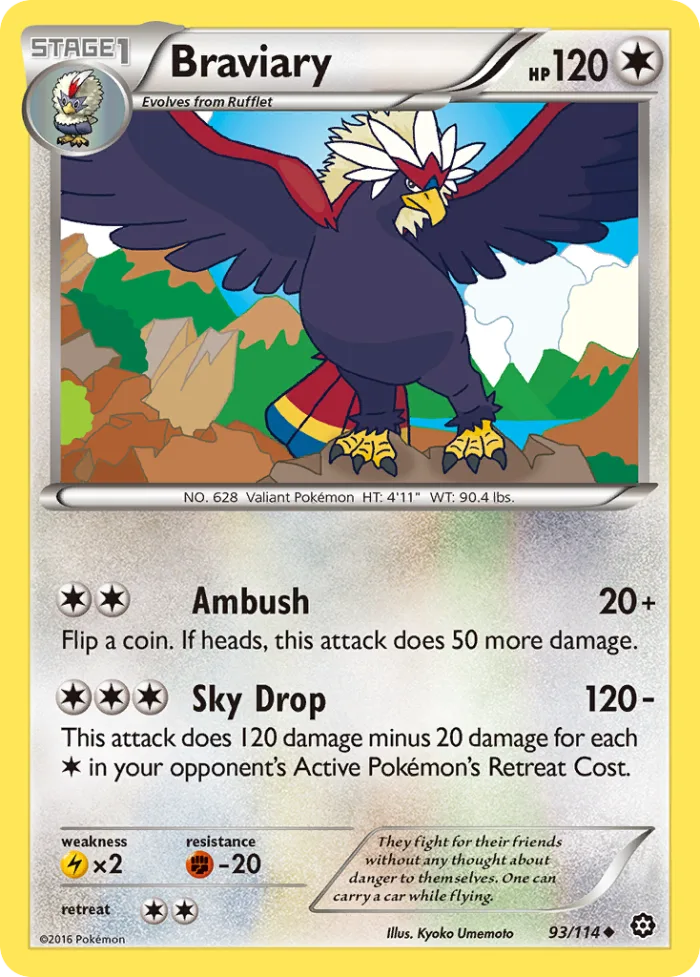 Braviary #93 Steam Siege Pokemon card