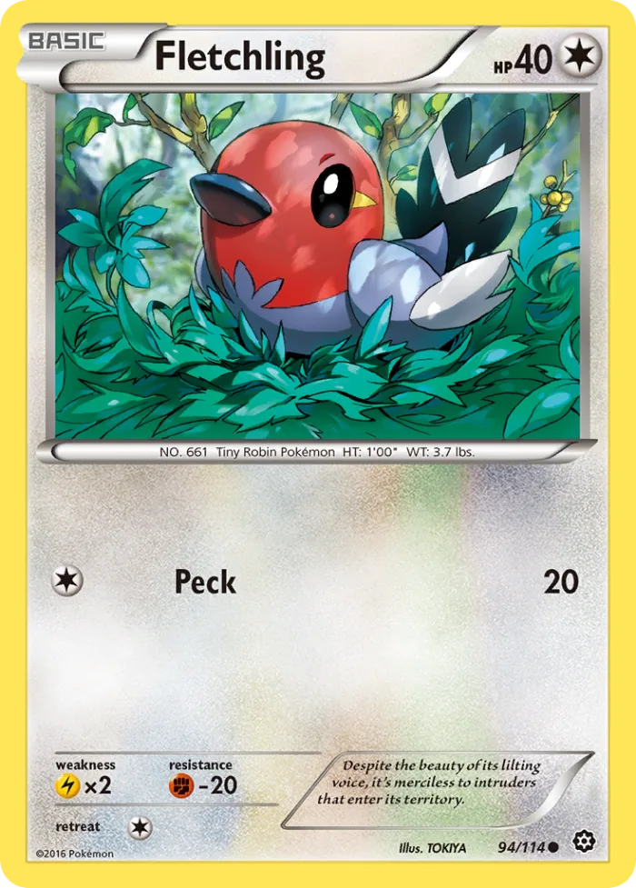 Fletchling #94 Steam Siege Pokemon card