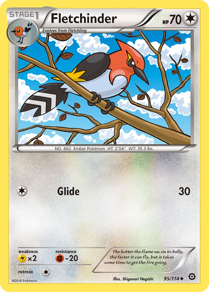 Fletchinder #95 Steam Siege Pokemon card