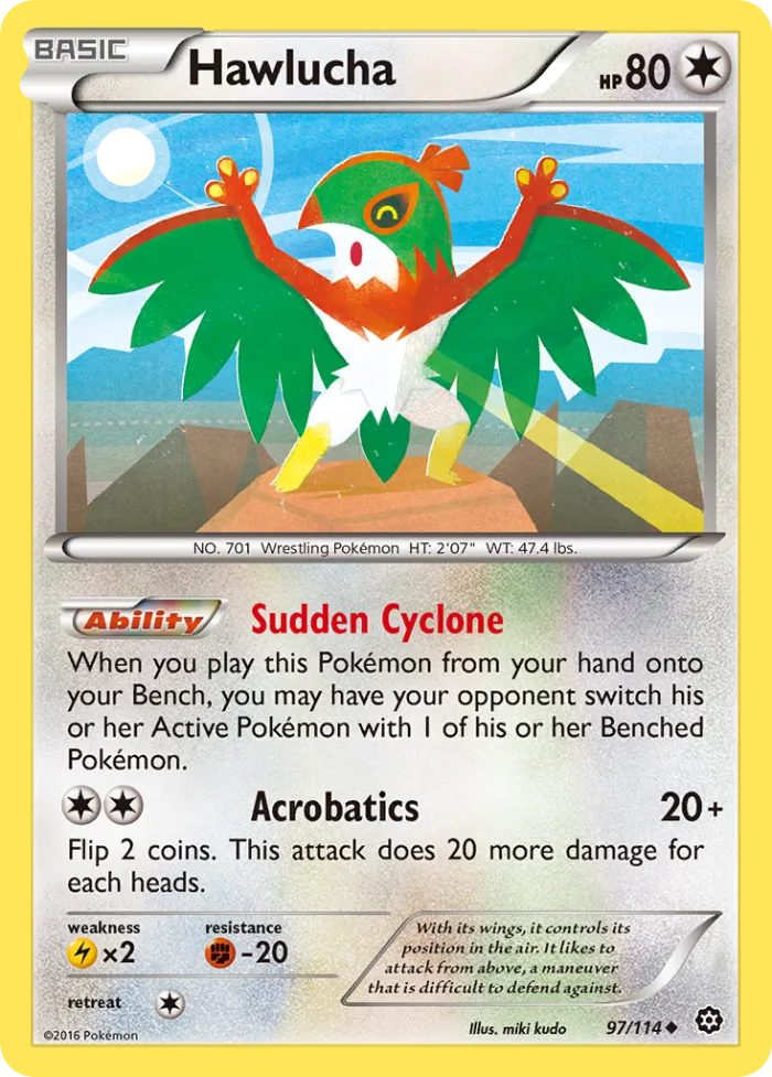 Hawlucha #97 Steam Siege Pokemon card