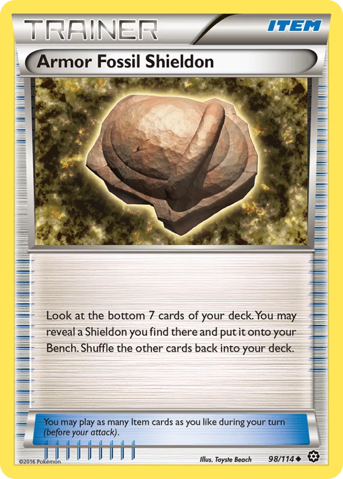 Armor Fossil Shieldon #98 Steam Siege Pokemon card