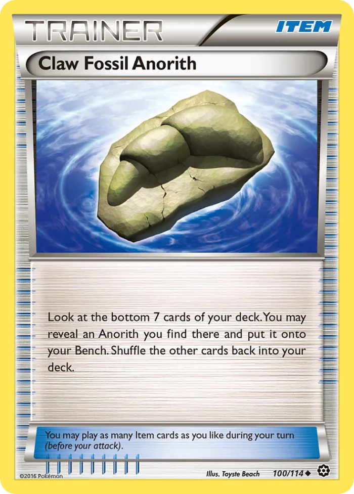 Claw Fossil Anorith #100 Steam Siege Pokemon card