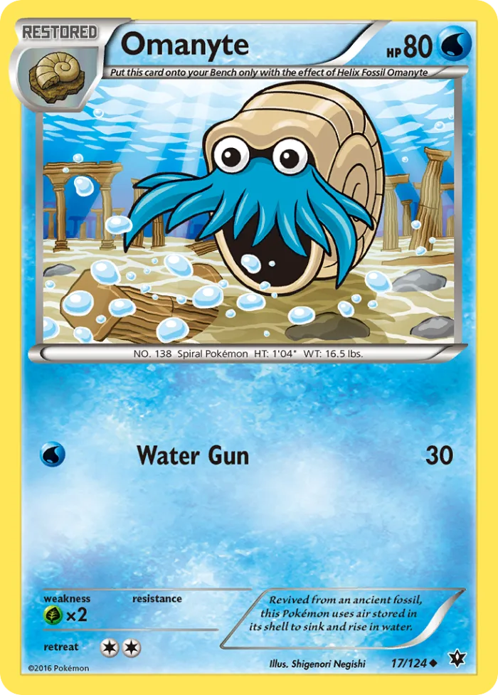Omanyte #17 Fates Collide Pokemon card