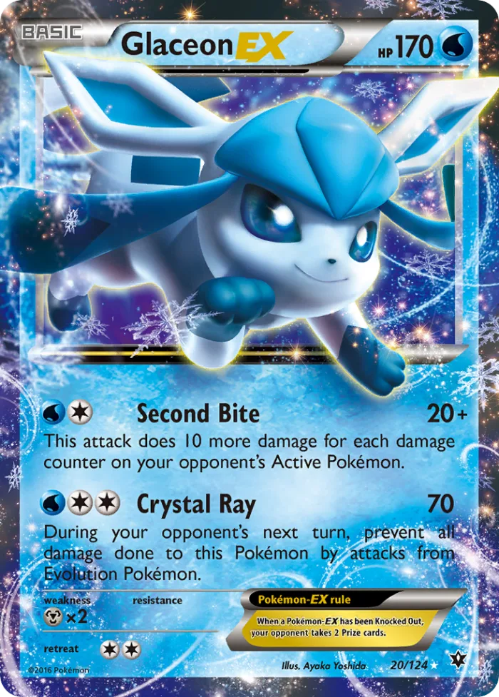 Glaceon-EX #20 Fates Collide Pokemon card