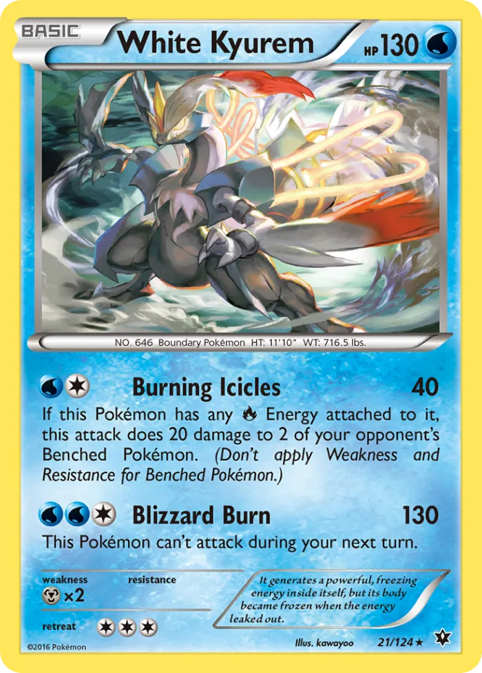 White Kyurem #21 Fates Collide Pokemon card