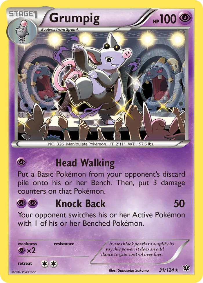 Grumpig #31 Fates Collide Pokemon card
