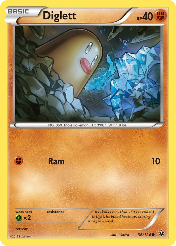 Diglett #36 Fates Collide Pokemon card