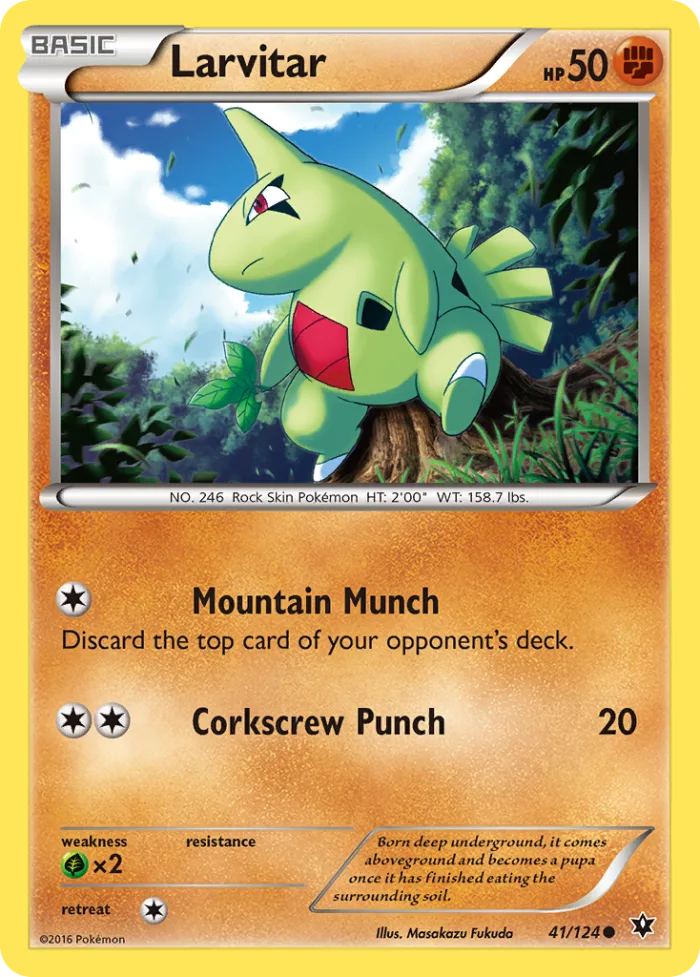 Larvitar #41 Fates Collide Pokemon card