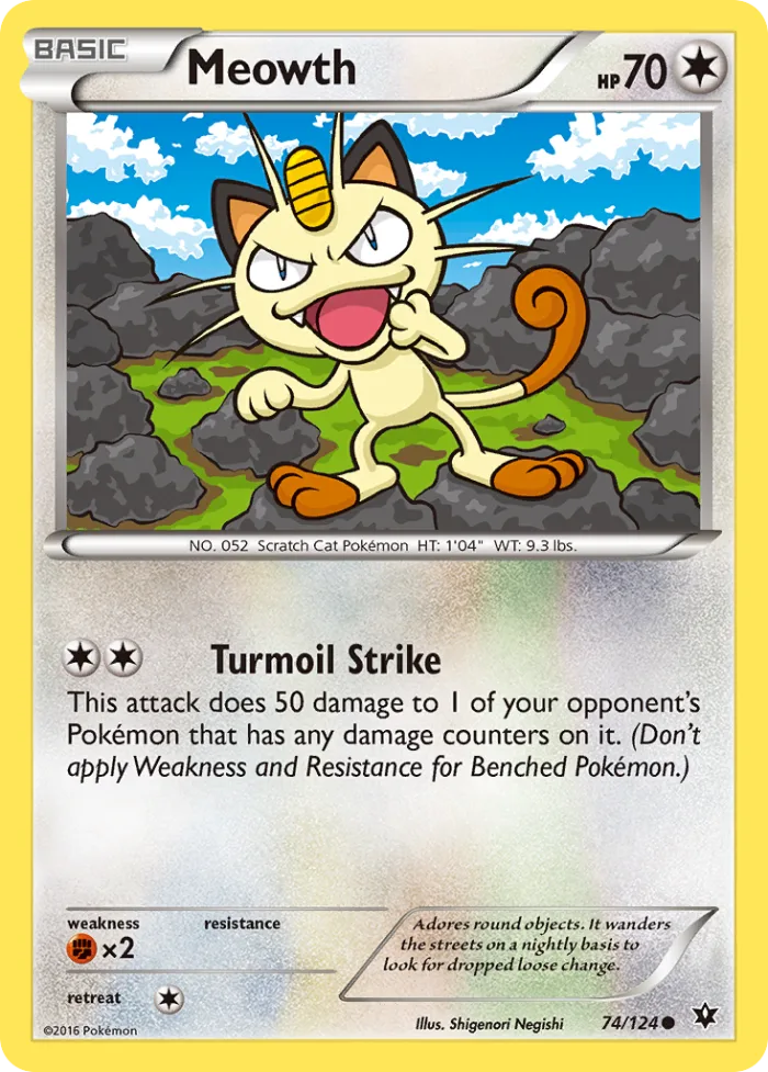 Meowth #74 Fates Collide Pokemon card