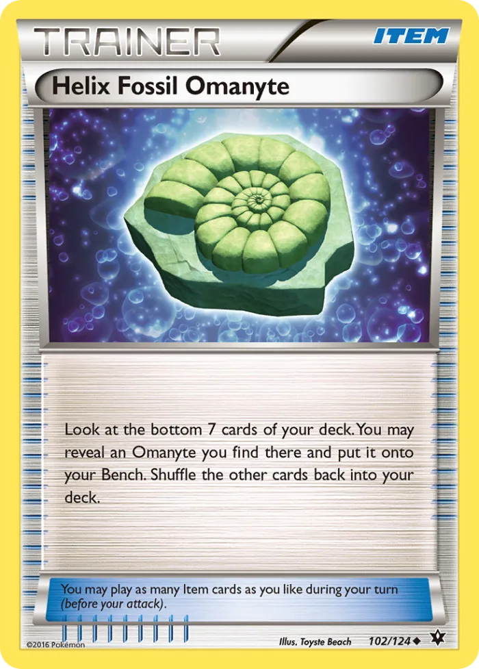 Helix Fossil Omanyte #102 Fates Collide Pokemon card