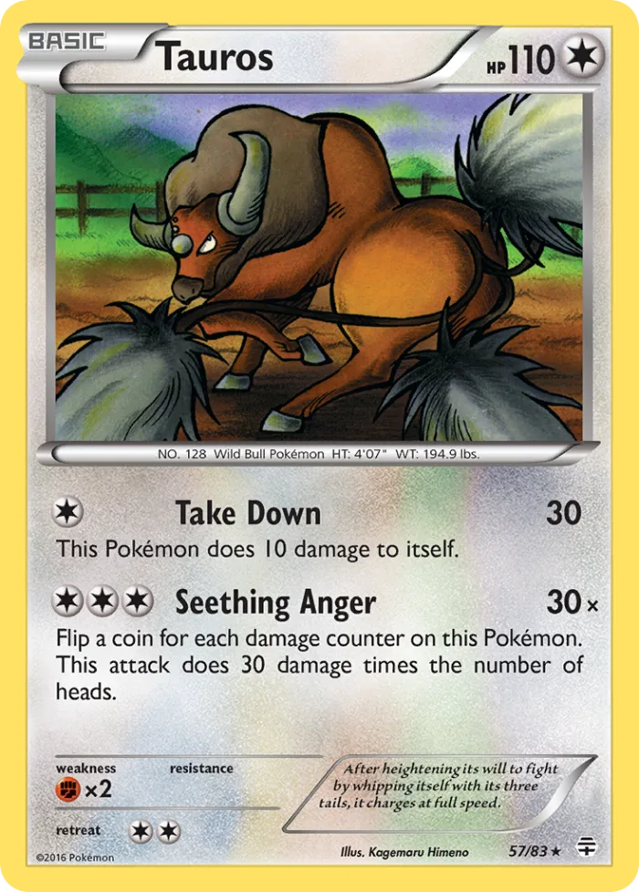 Tauros #57 Generations Pokemon card