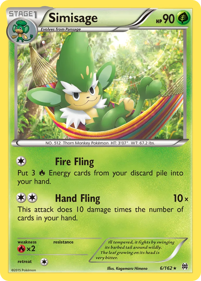 Simisage #6 BREAKthrough Pokemon card