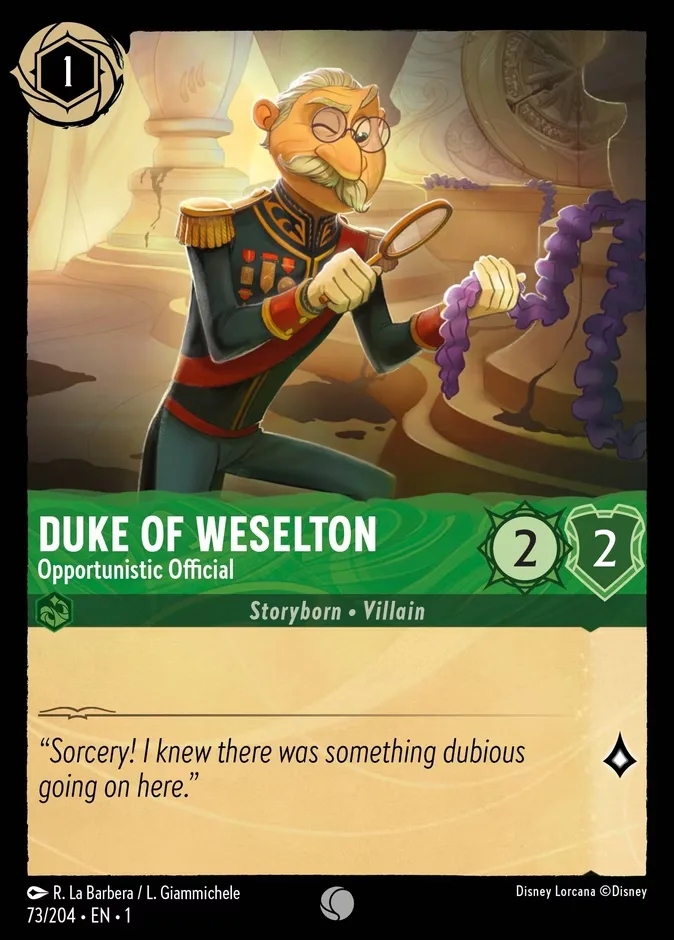 Duke of Weselton #73 The First Chapter Disney Lorcana card