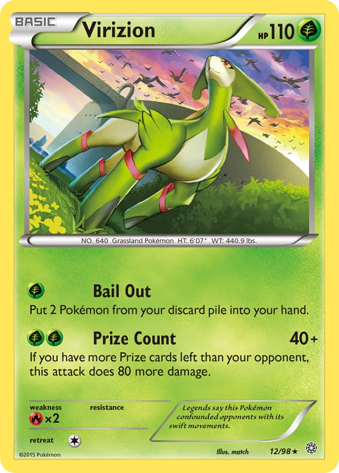 Virizion #12 Ancient Origins Pokemon card