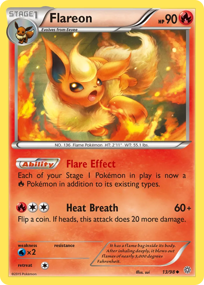 Flareon #13 Ancient Origins Pokemon card