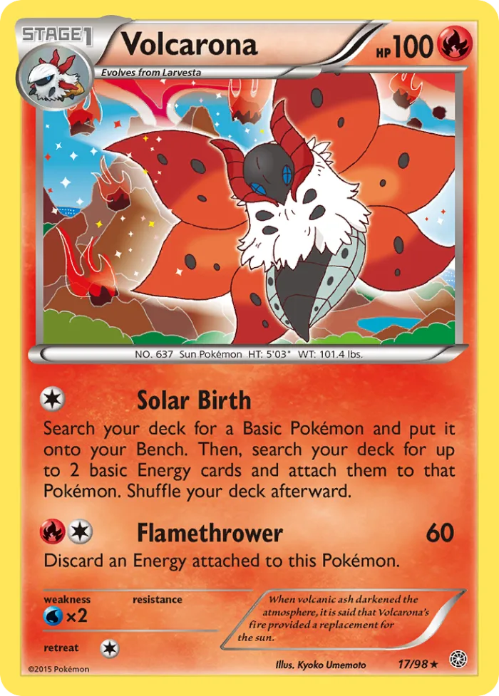 Volcarona #17 Ancient Origins Pokemon card