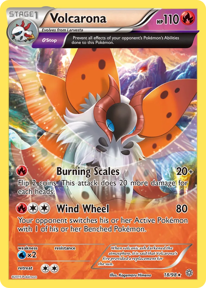 Volcarona #18 Ancient Origins Pokemon card