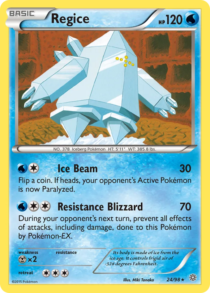 Regice #24 Ancient Origins Pokemon card