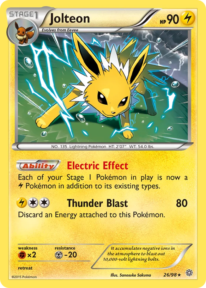 Jolteon #26 Ancient Origins Pokemon card