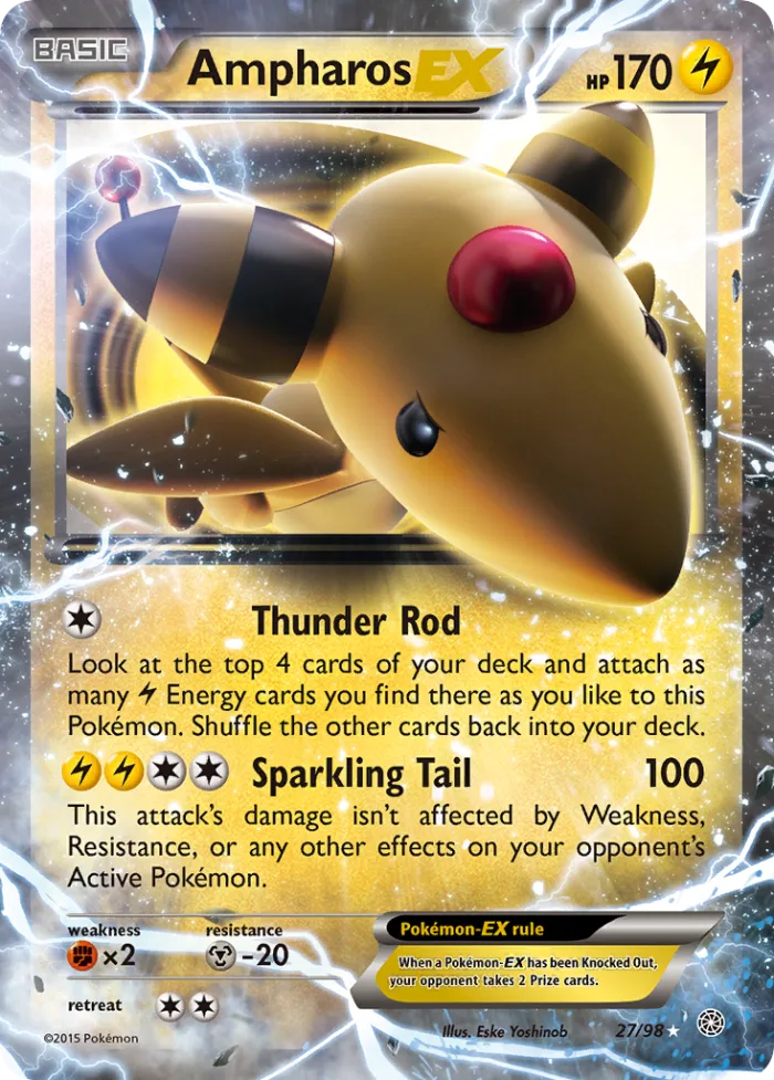 Ampharos-EX #27 Ancient Origins Pokemon card