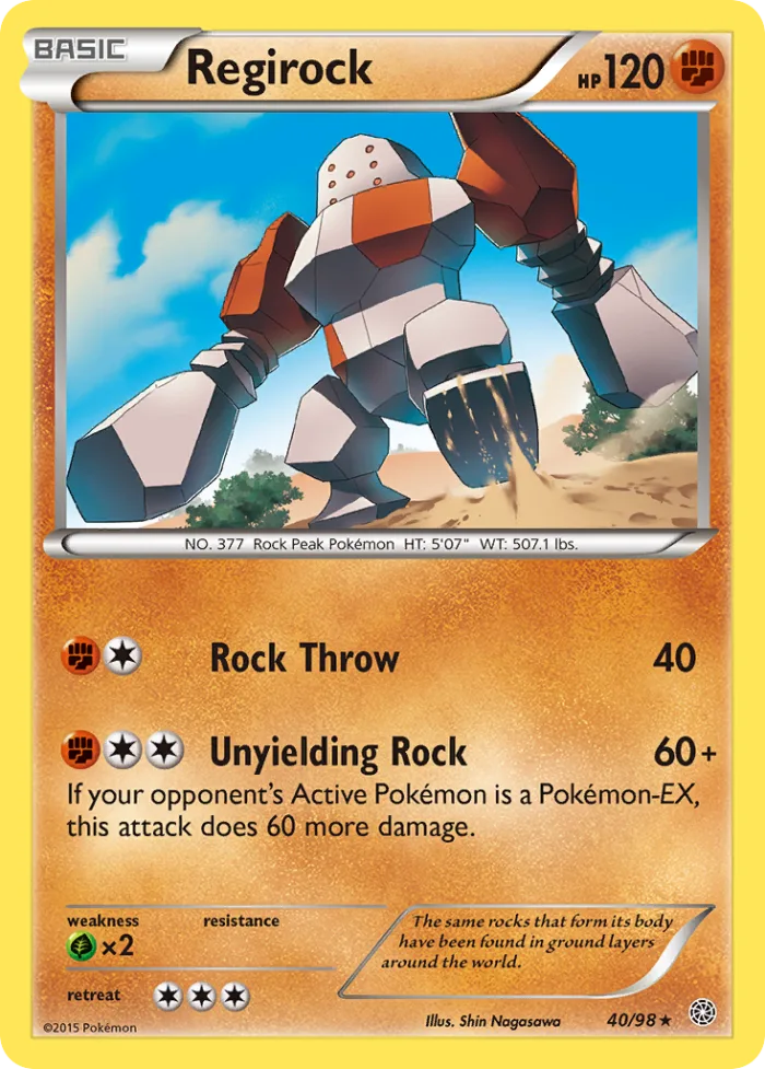 Regirock #40 Ancient Origins Pokemon card