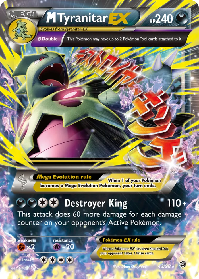 M Tyranitar-EX #43 Ancient Origins Pokemon card
