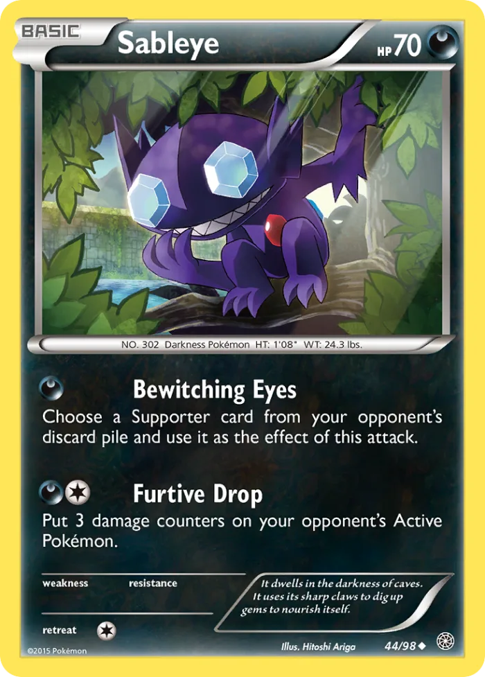 Sableye #44 Ancient Origins Pokemon card