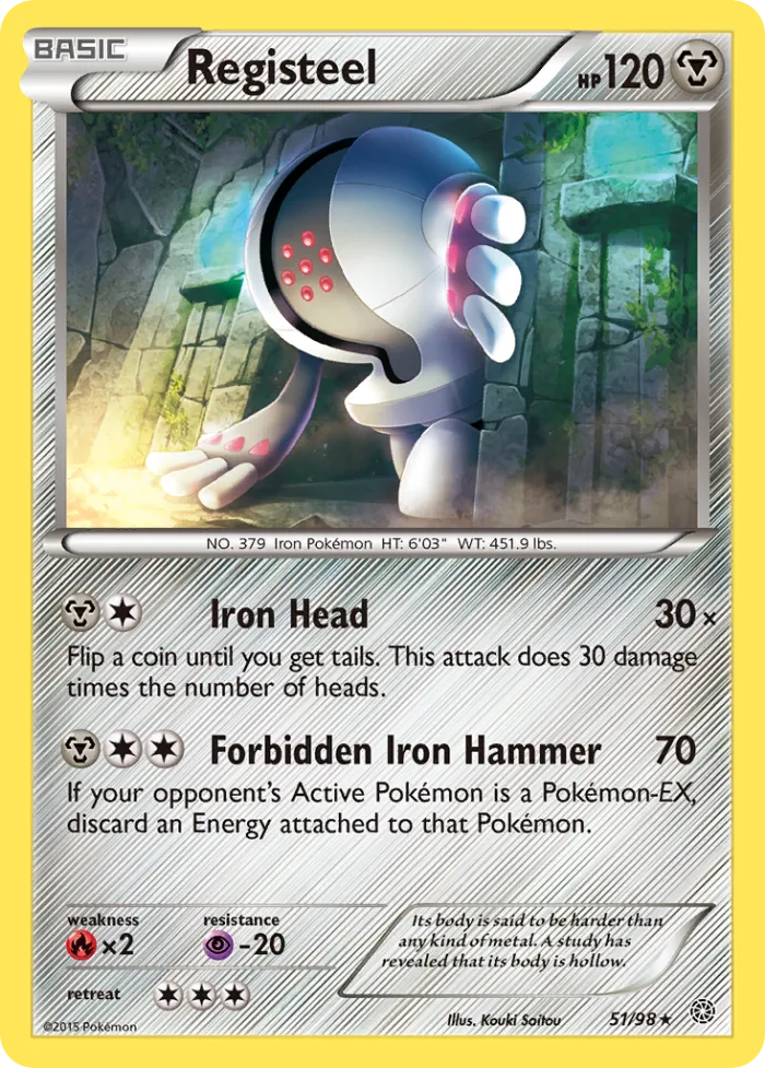 Registeel #51 Ancient Origins Pokemon card