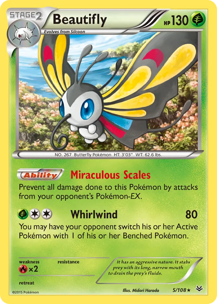 Beautifly #5 Roaring Skies Pokemon card