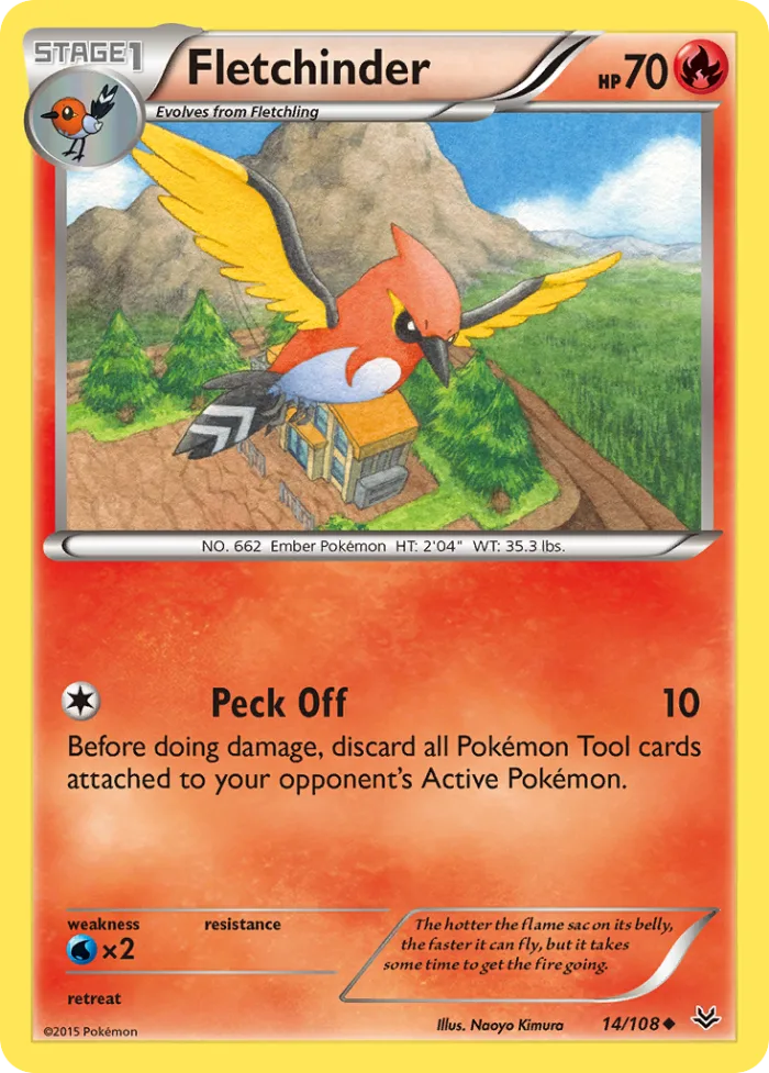 Fletchinder #14 Roaring Skies Pokemon card