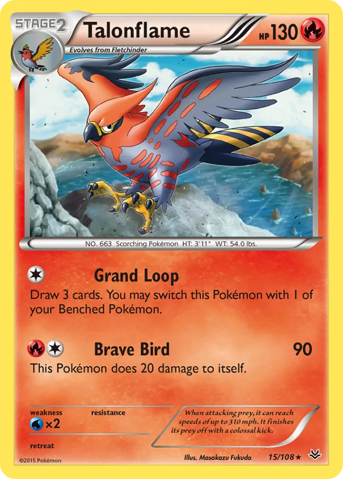 Talonflame #15 Roaring Skies Pokemon card