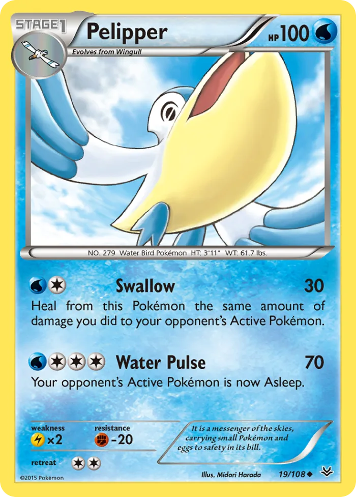 Pelipper #19 Roaring Skies Pokemon card