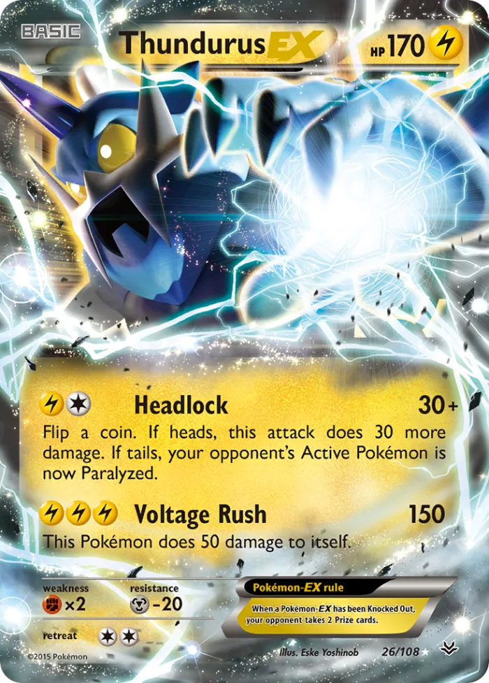 Thundurus-EX #26 Roaring Skies Pokemon card