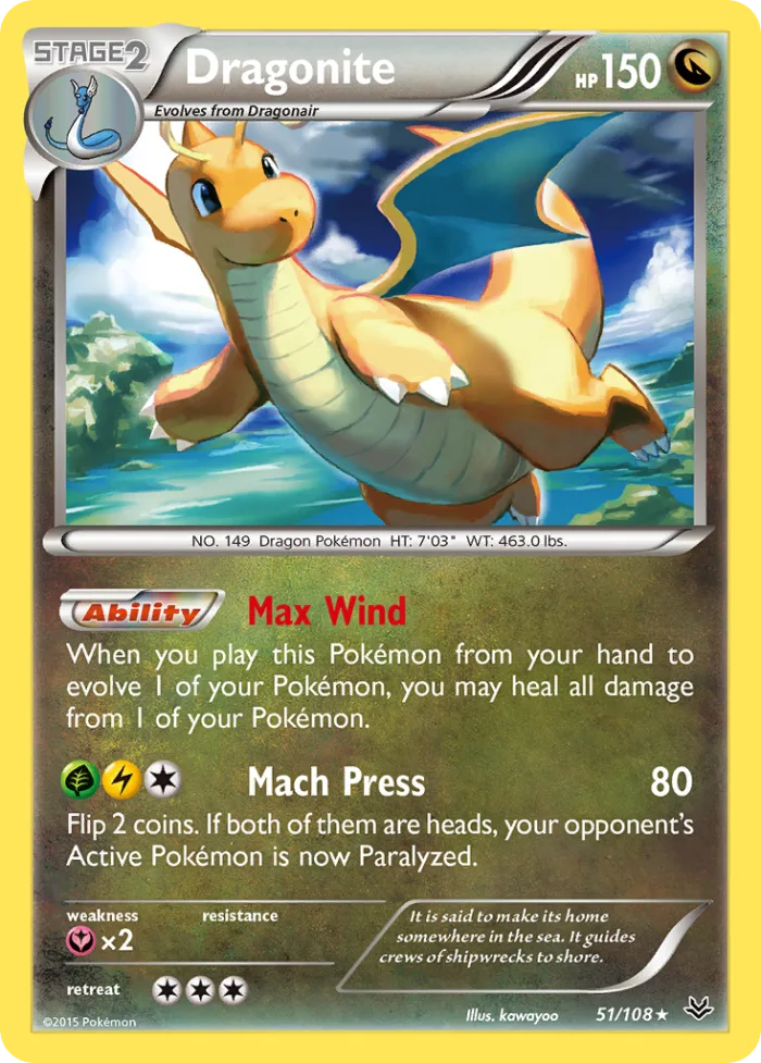 Dragonite #51 Roaring Skies Pokemon card