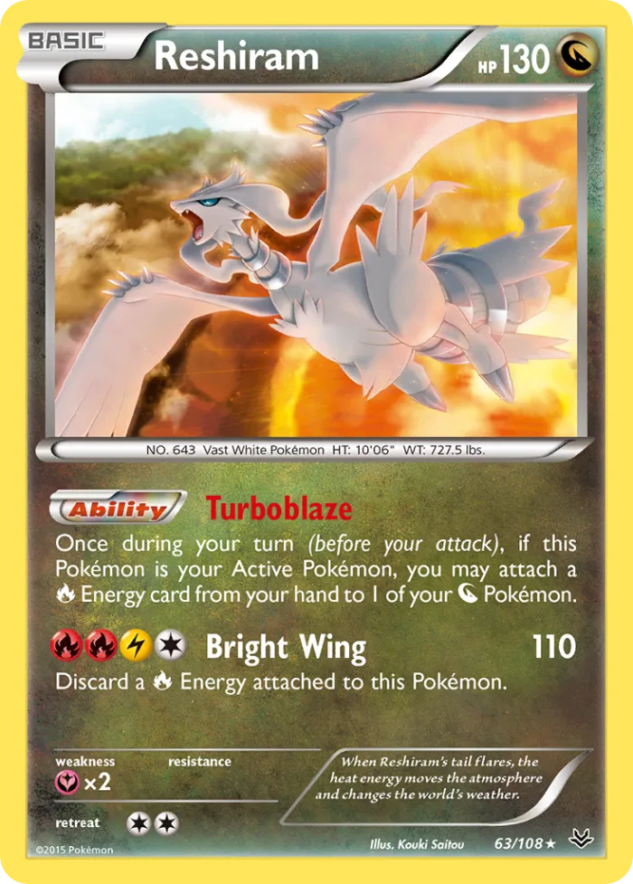 Reshiram #63 Roaring Skies Pokemon card