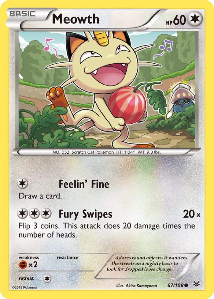 Meowth #67 Roaring Skies Pokemon card