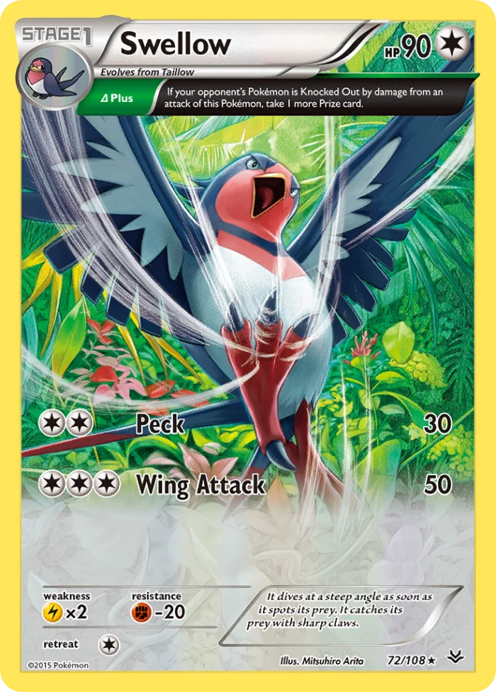 Swellow #72 Roaring Skies Pokemon card