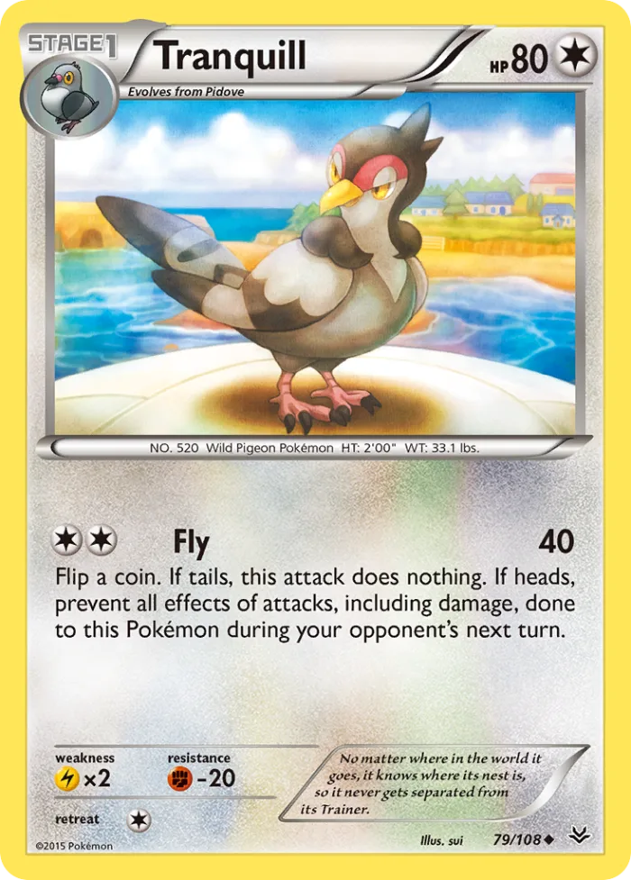 Tranquill #79 Roaring Skies Pokemon card