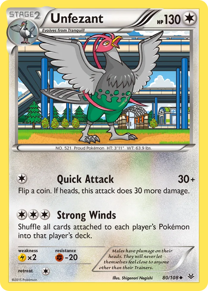 Unfezant #80 Roaring Skies Pokemon card